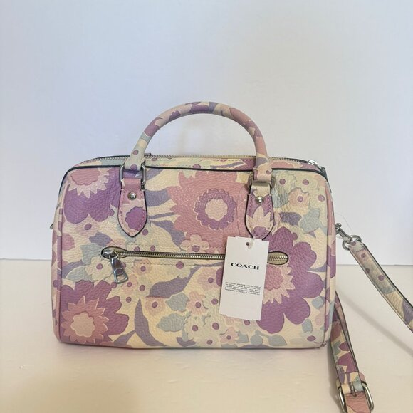 coach Rowan Satchel Bag With Floral Print cbg82 - Picture 3 of 7